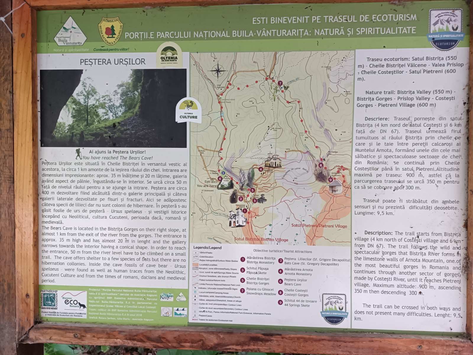Panou informativ – Peștera Urșilor și traseul de ecoturism